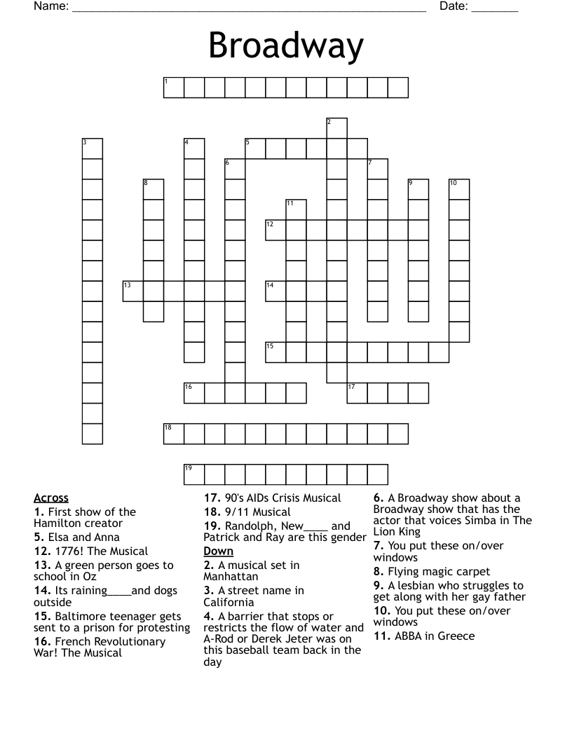Broadway Crossword WordMint