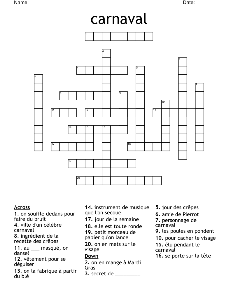 Carnaval Crossword WordMint
