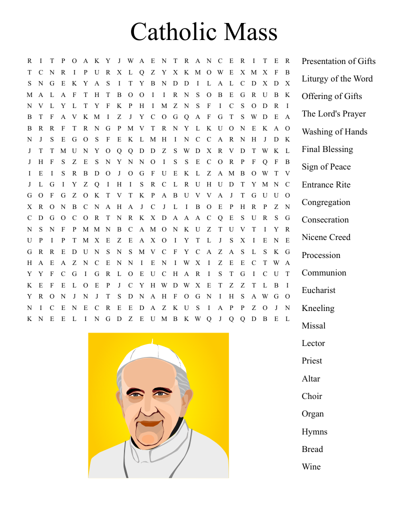 Catholic Prayers Word Search WordMint
