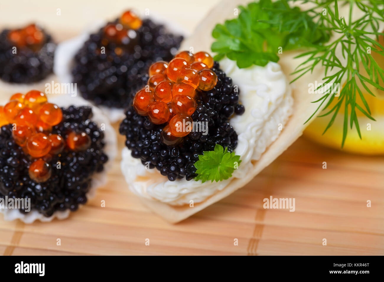 Caviar Served In Mussels Stock Photo Alamy