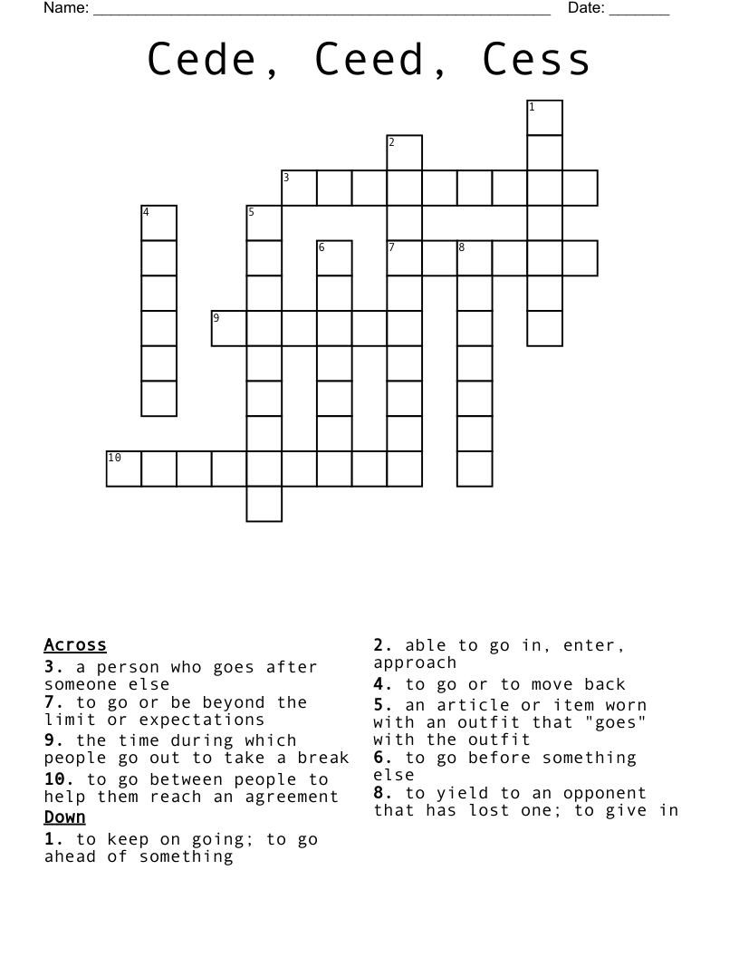 Cede Ceed Cess Crossword WordMint