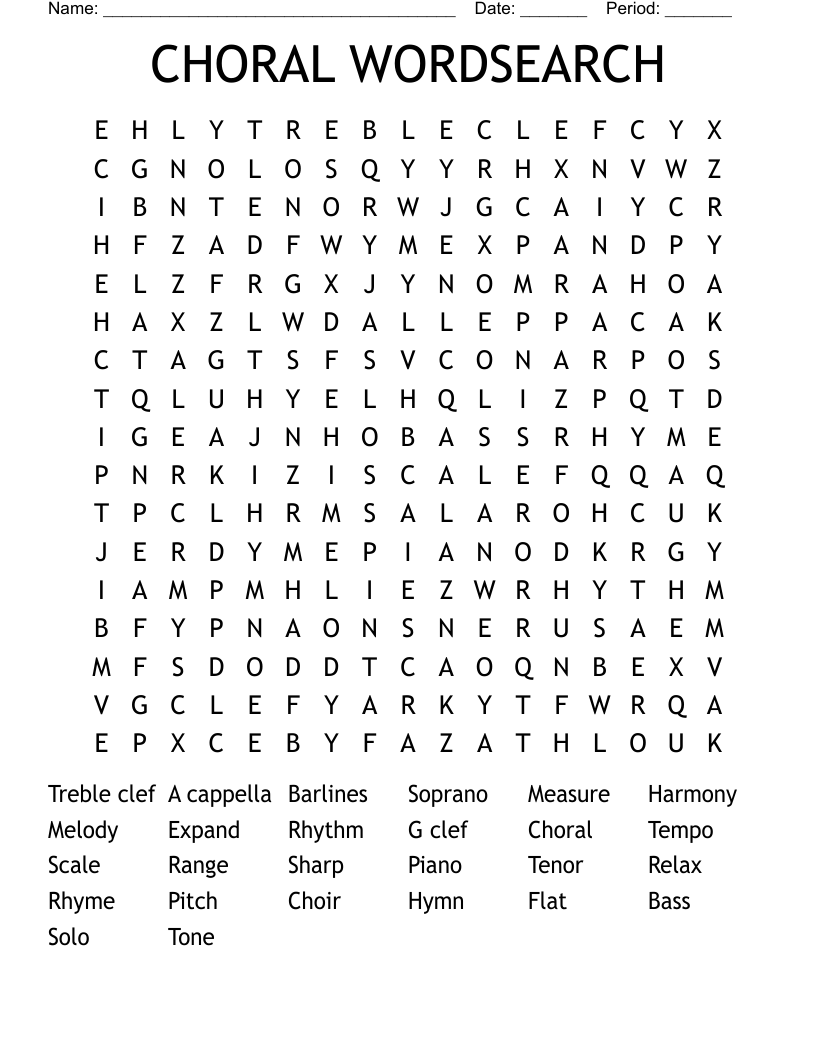 Chapter 11 Sacred Music Crossword WordMint