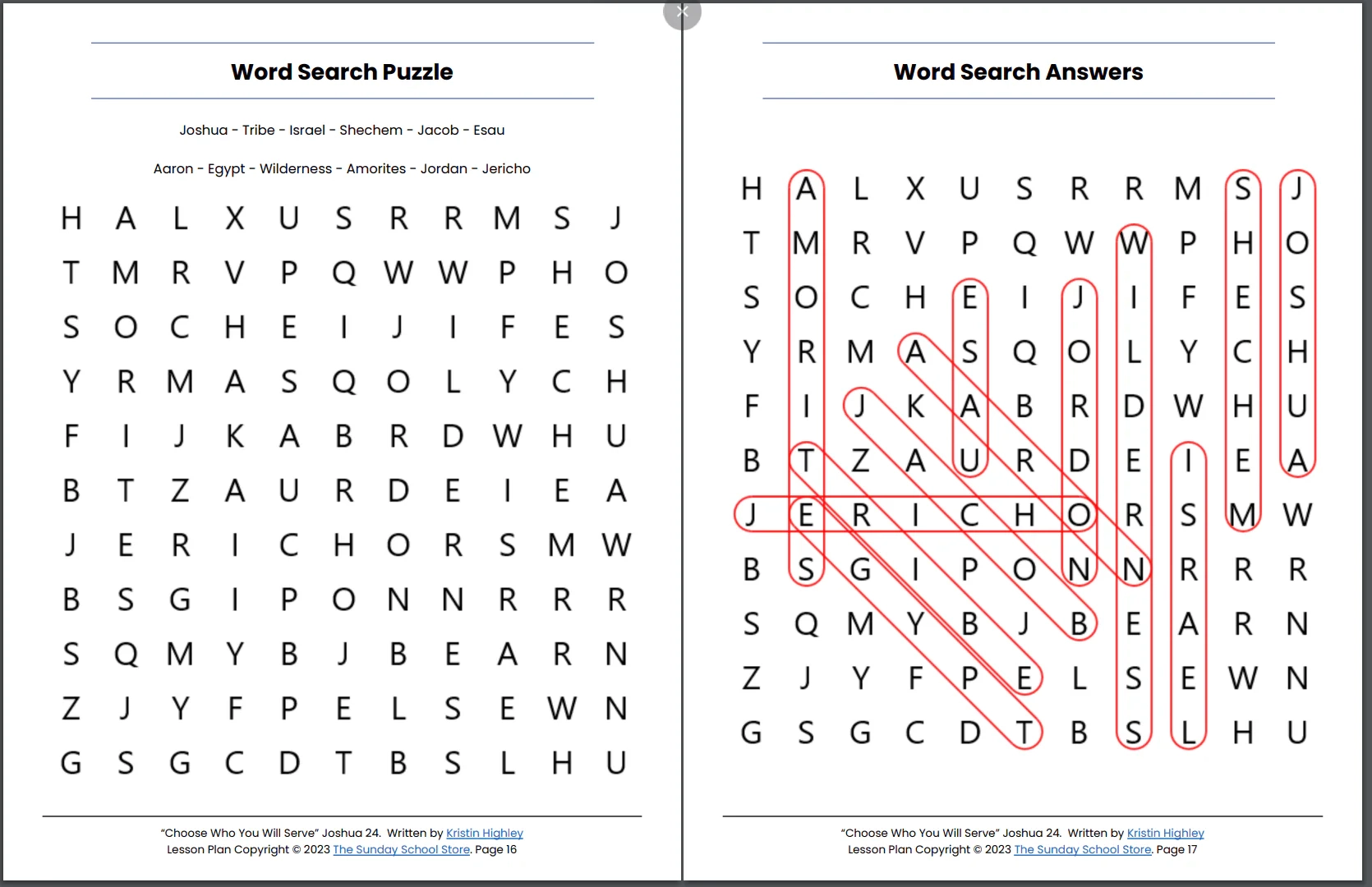 Choose Who You Will Serve Joshua 24 Printable Bible Lesson Sunday Sunday School Store