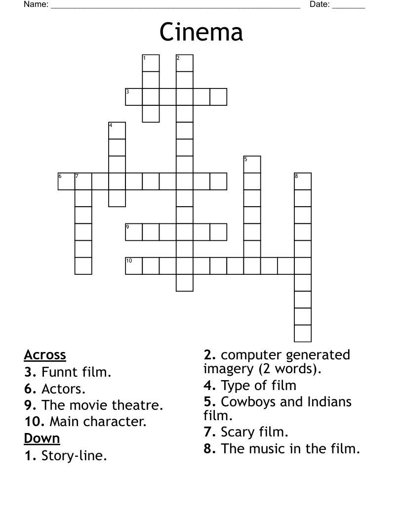 Cinema Crossword WordMint