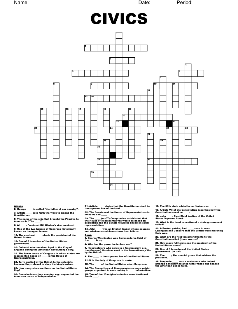 CIVICS Crossword WordMint