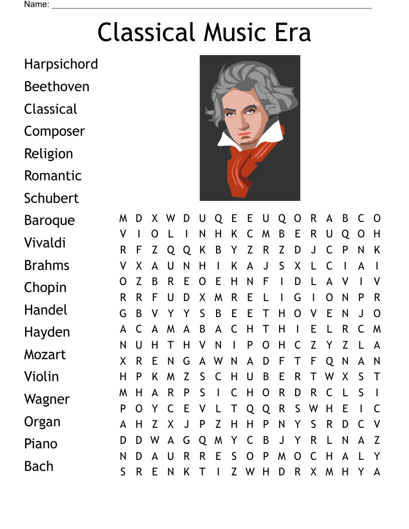 Classical Music Era Word Search WordMint Classical Music Era Word Search WordMint