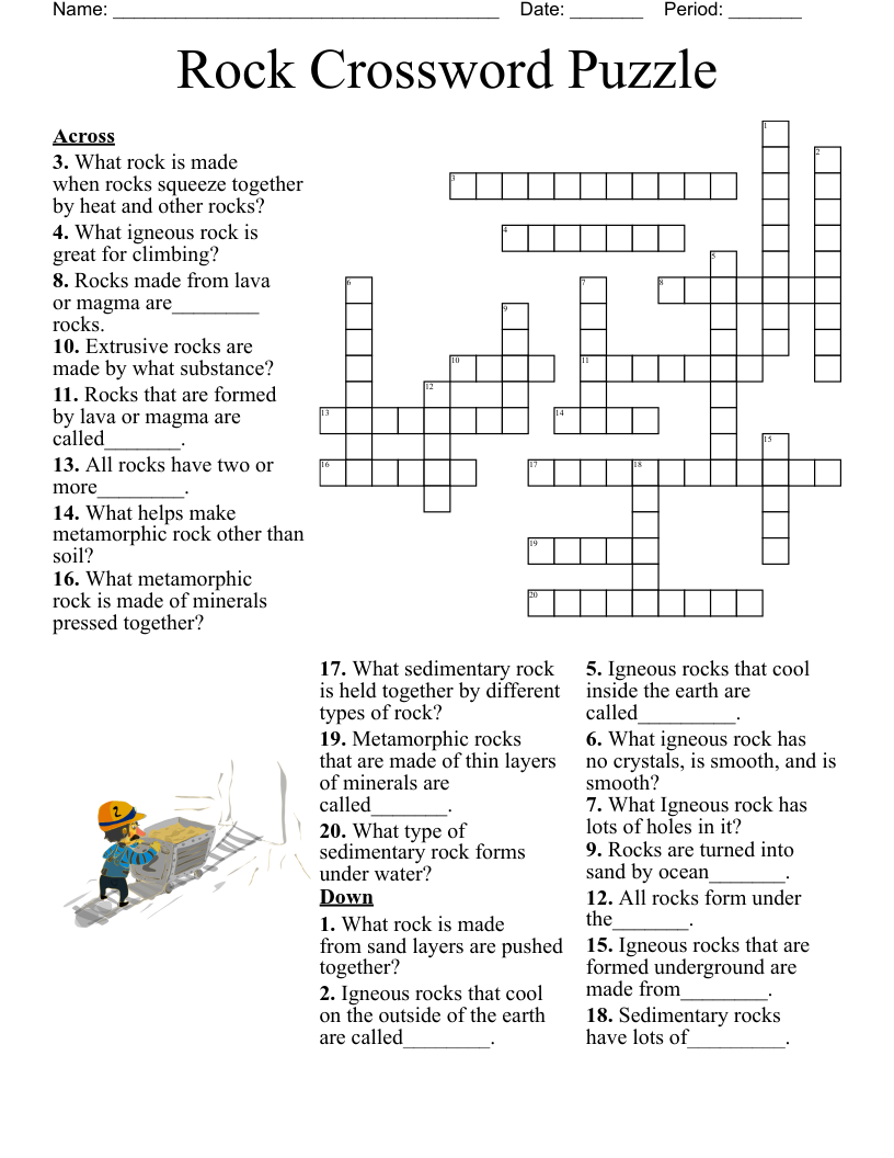 Classifying Rocks Crossword WordMint