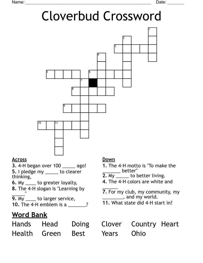 Cloverbud Crossword WordMint