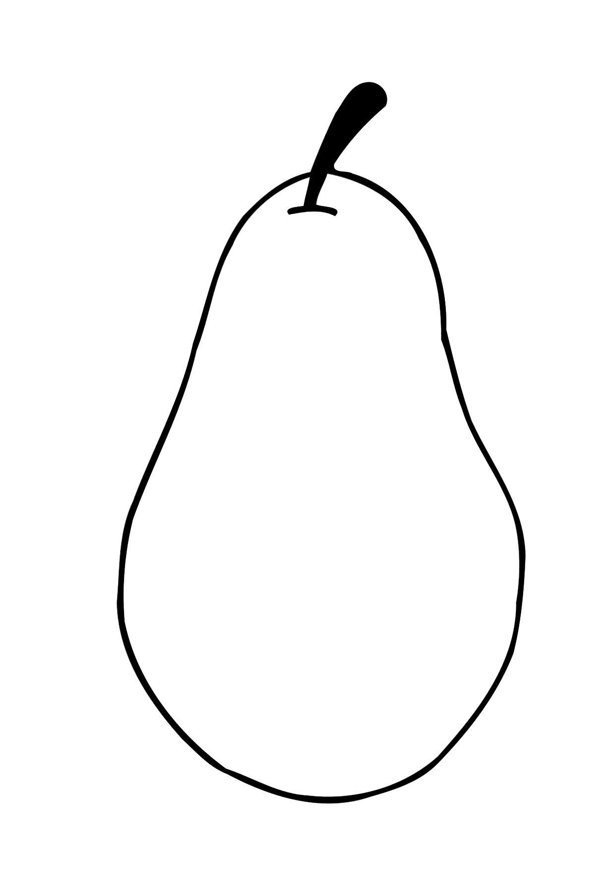 Coloring Page Of A Pear With A Simple Outline And A Stem On Top