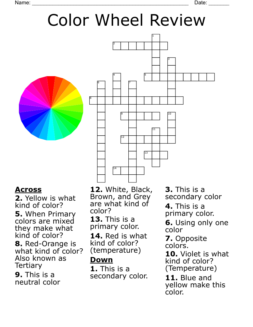 Colors And Numbers Crossword WordMint