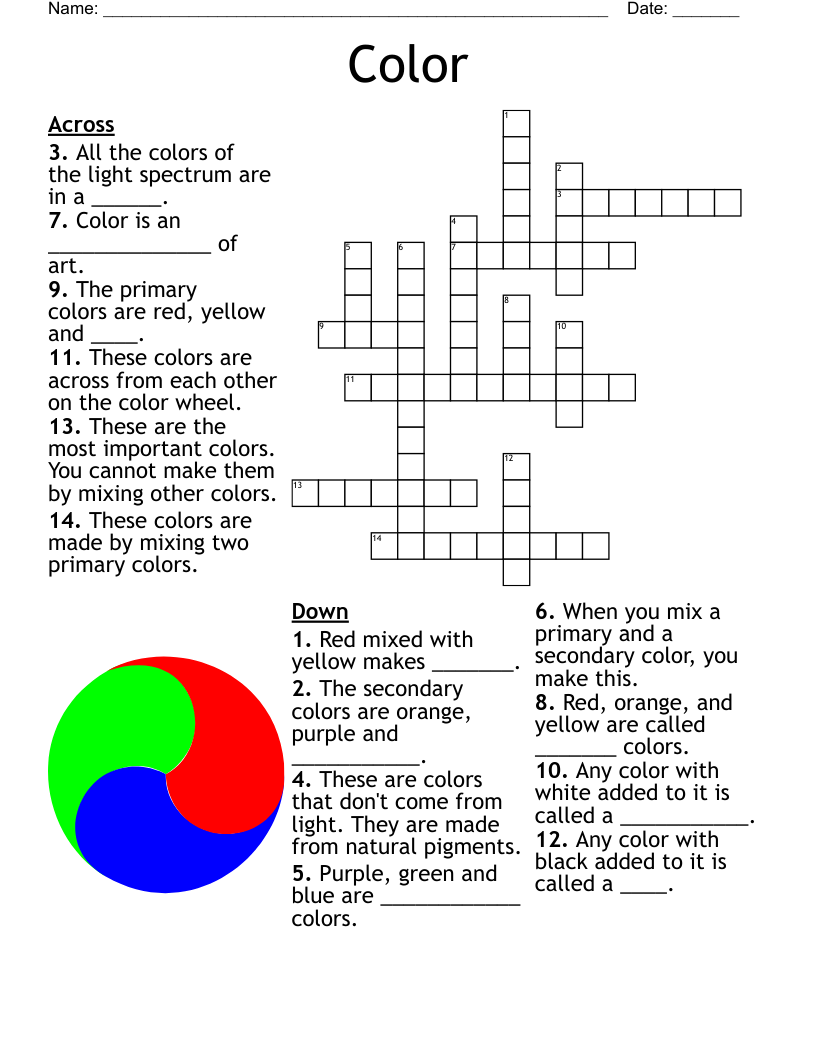 Colors And Numbers Crossword WordMint