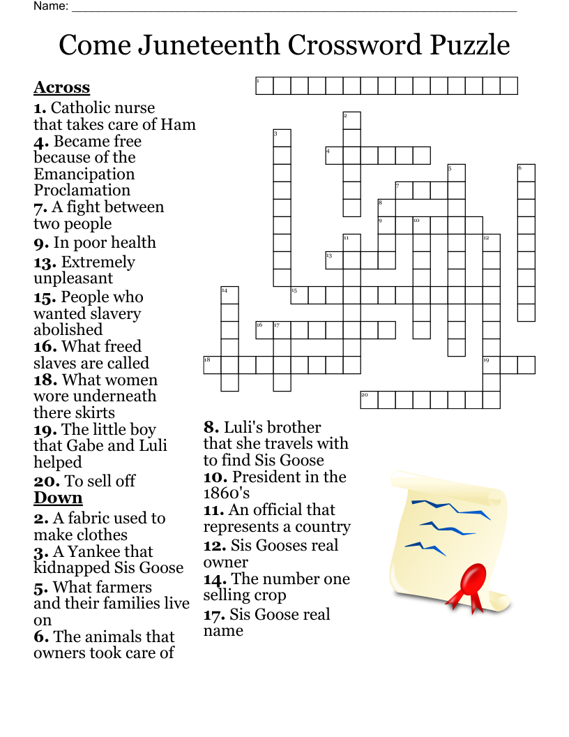 Come Juneteenth Crossword Puzzle WordMint