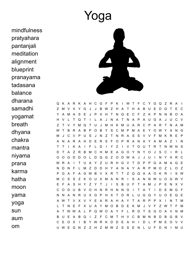 Common Yoga Terms Crossword WordMint