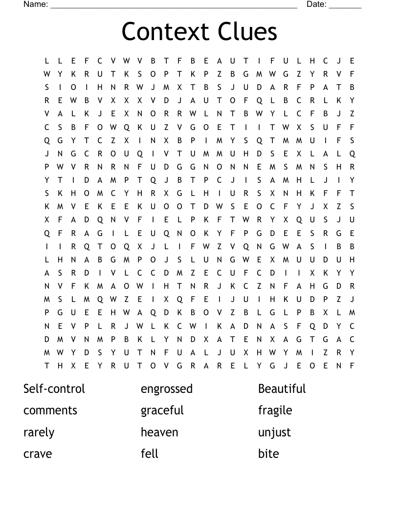 Context Clues Word Search WordMint