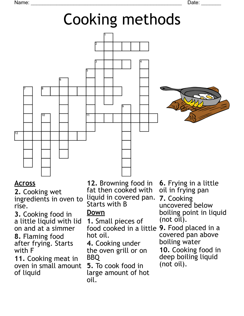 Cooking Methods Crossword WordMint