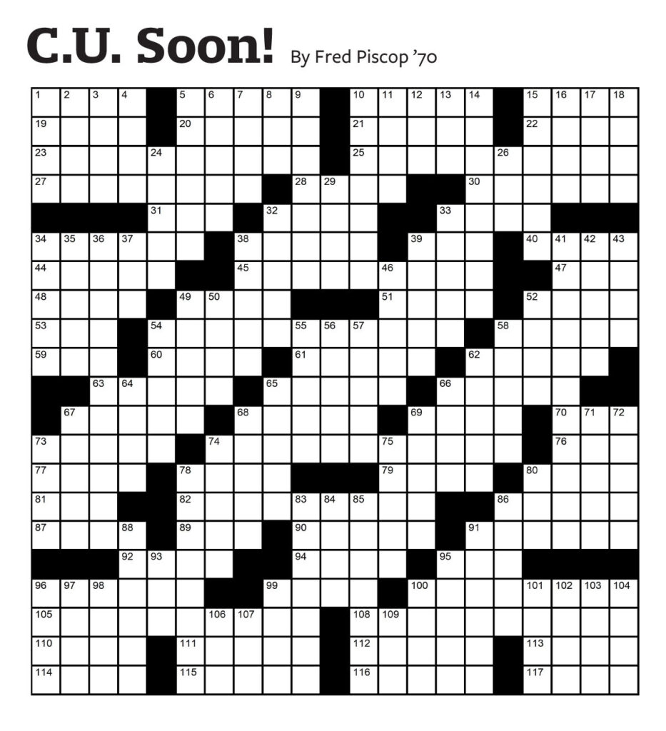Cornellian Crossword C U Soon Cornellians Cornell University