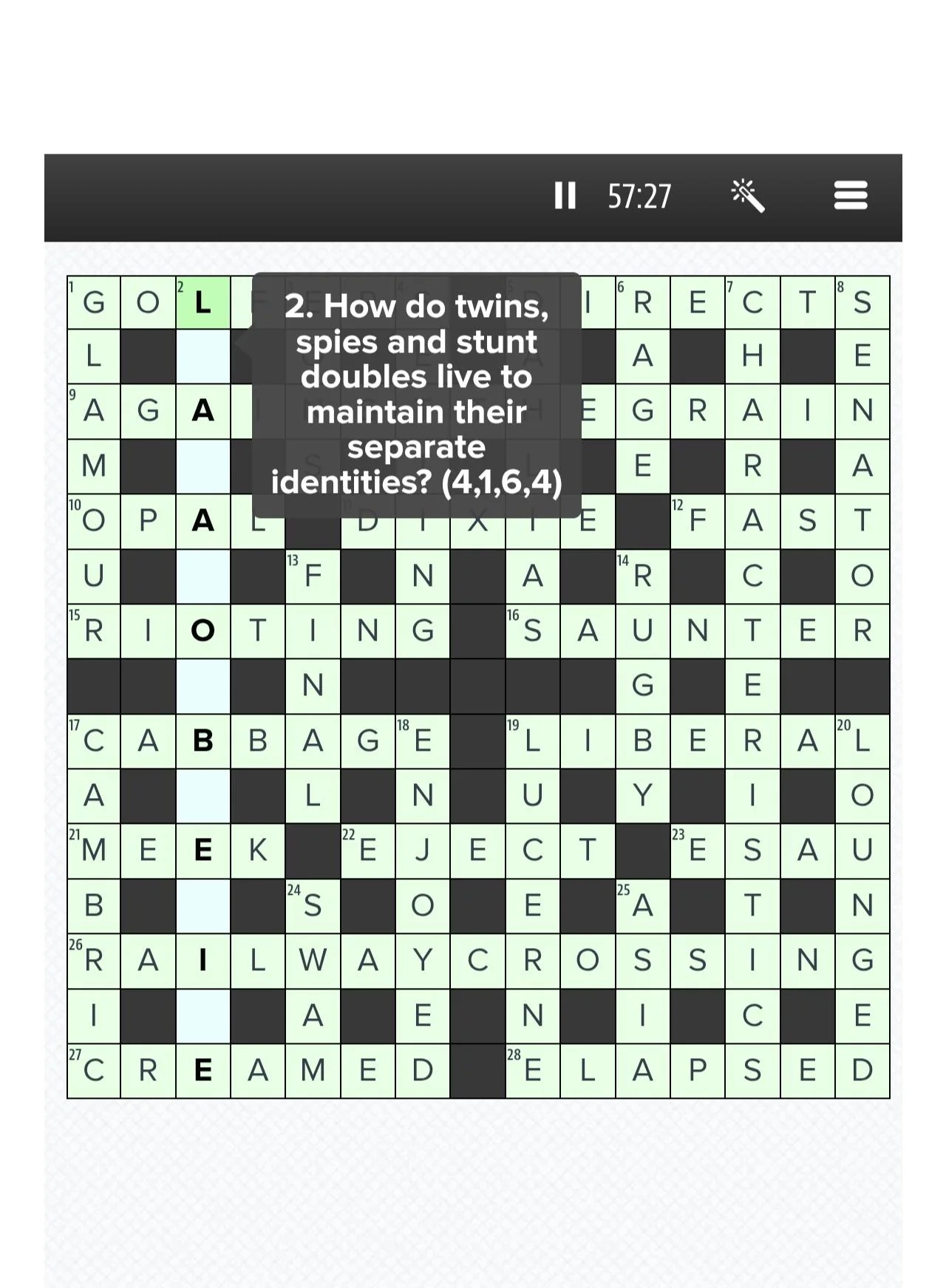 COTD How Do Twins Spies And Stunt Doubles Live To Maintain Their Separate Identities 4 1 6 4 R crosswords