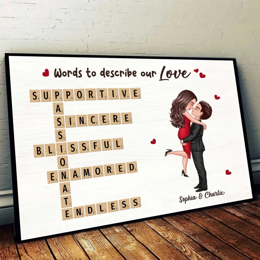 Coupe Hugging Kissing Crossword Puzzle Personalized Poster Canvas Pr Suzitee Store