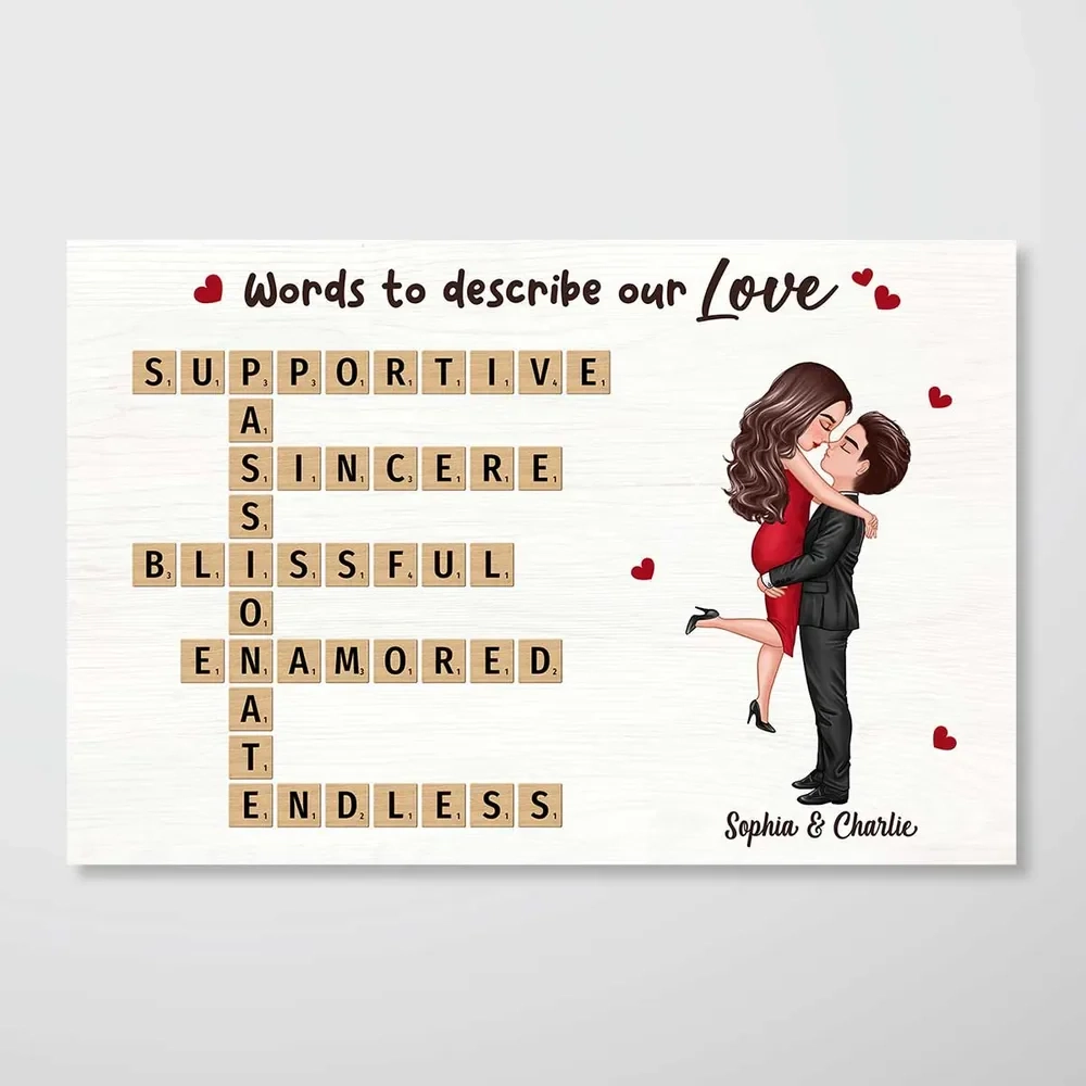 Coupe Hugging Kissing Crossword Puzzle Personalized Poster Canvas Pr Suzitee Store