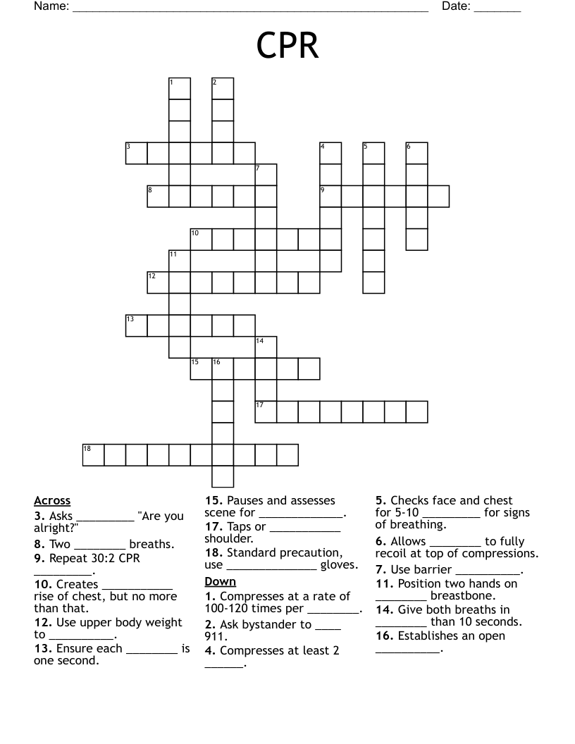 CPR Crossword WordMint CPR Crossword WordMint