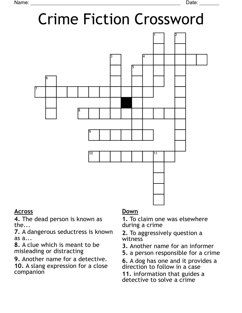 Crime Fiction Crossword WordMint