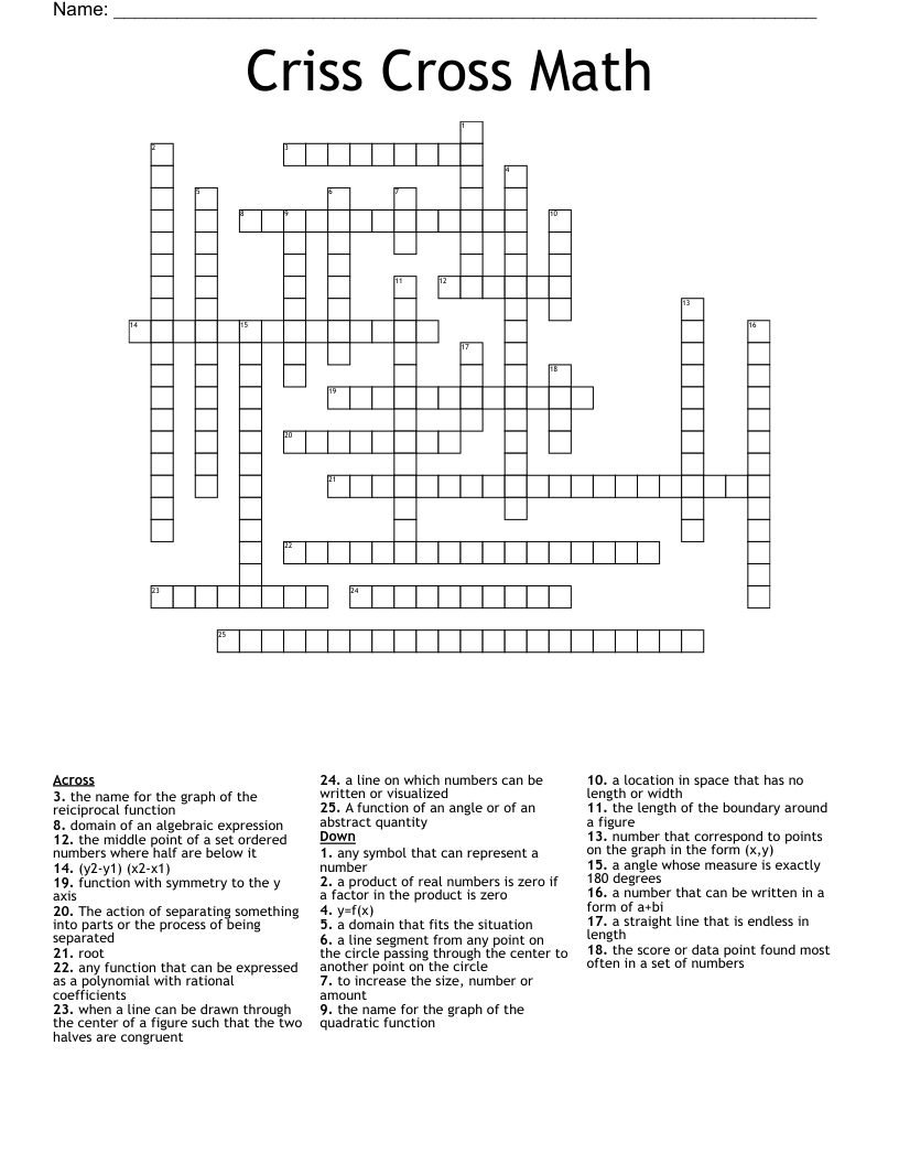 Criss Cross Math Crossword WordMint Criss Cross Math Crossword WordMint