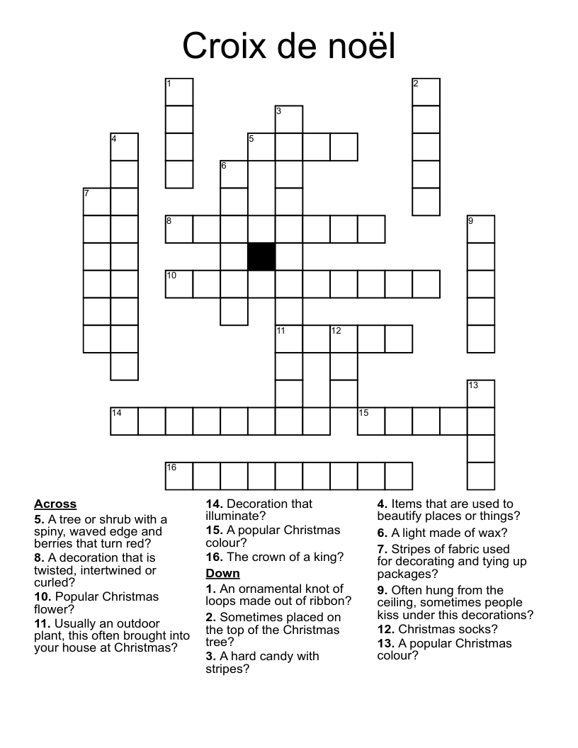 Croix De No l Crossword WordMint