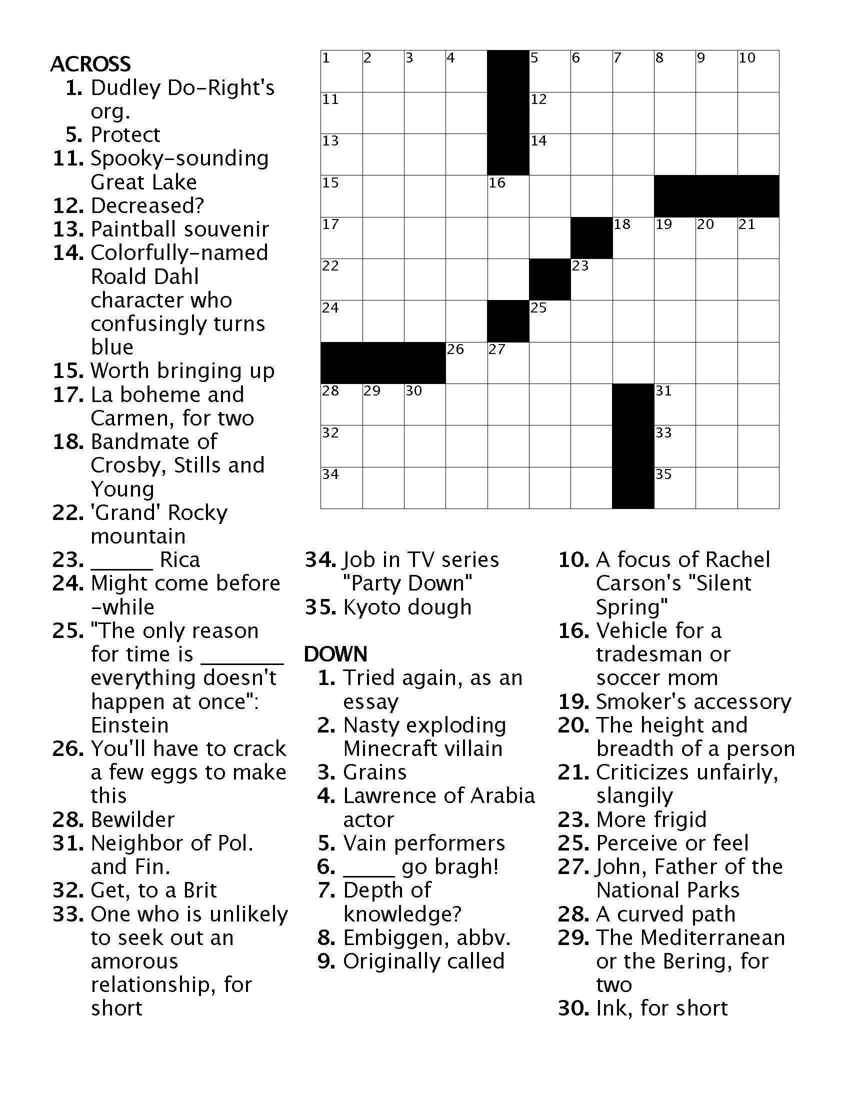 Crossword 1 Ann Arbor District Library Crossword 1 Ann Arbor District Library