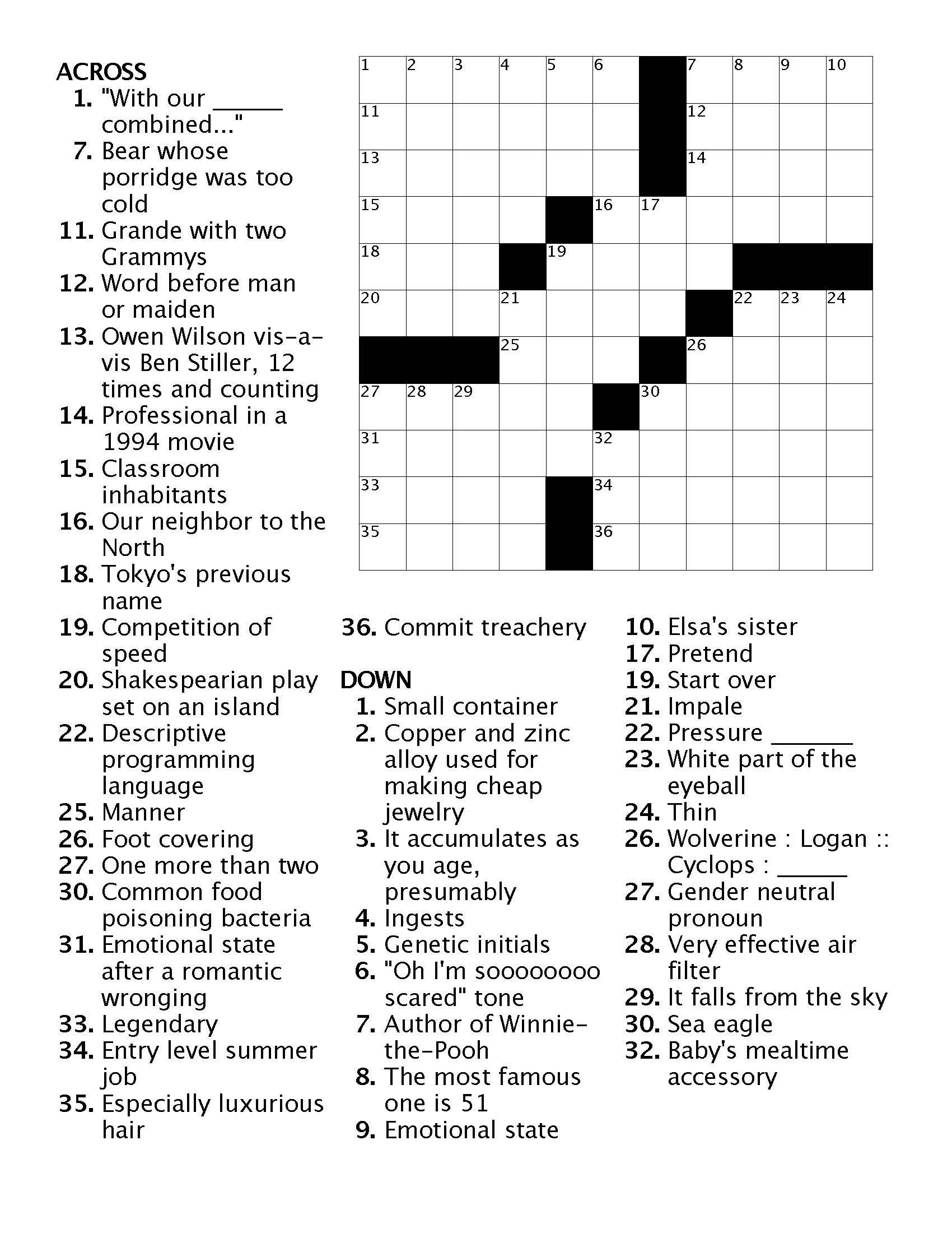 Crossword 6 Ann Arbor District Library