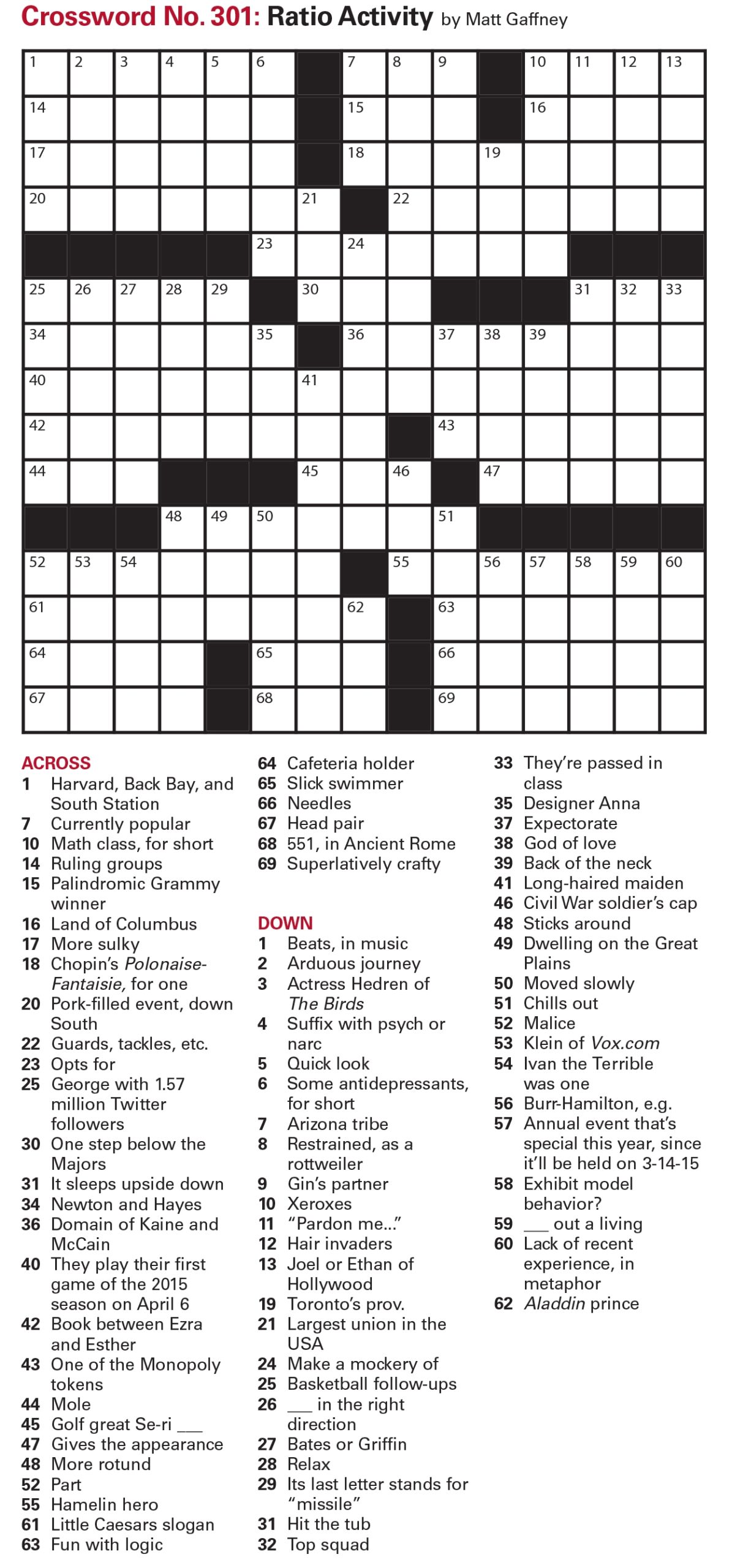 Crossword And Sudoku Puzzles March 20 Issue The Week