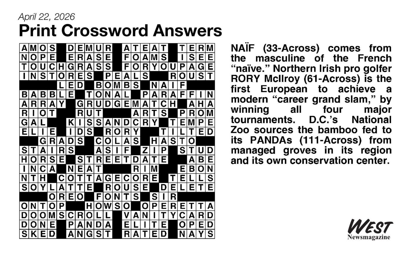 Crossword Answers April 22 2026 Crossword Puzzle Westnewsmagazine Crossword Answers April 22 2026 Crossword Puzzle Westnewsmagazine