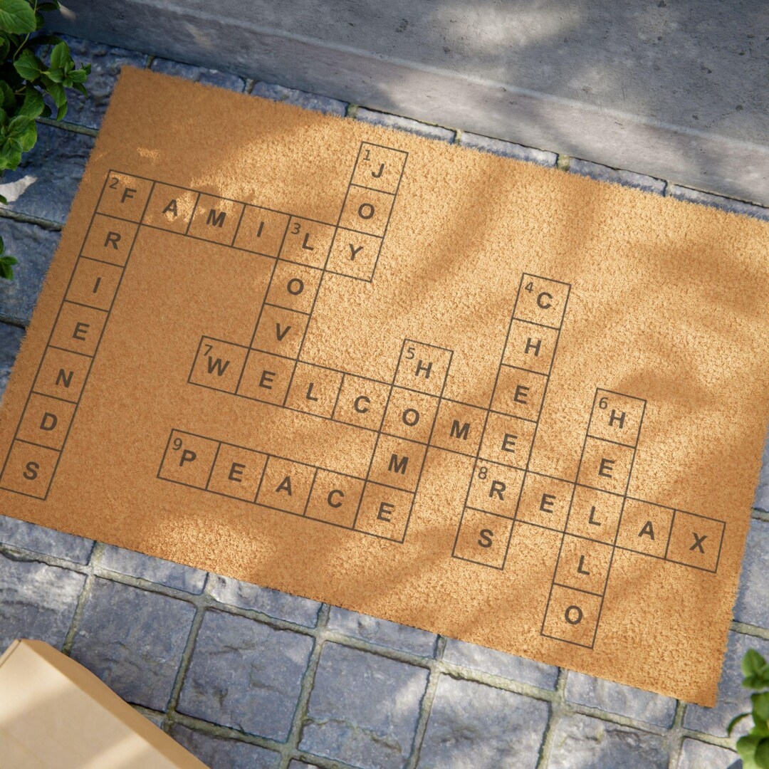 Crossword Coir Doormat Unique Welcome Mat New Home Gift Etsy