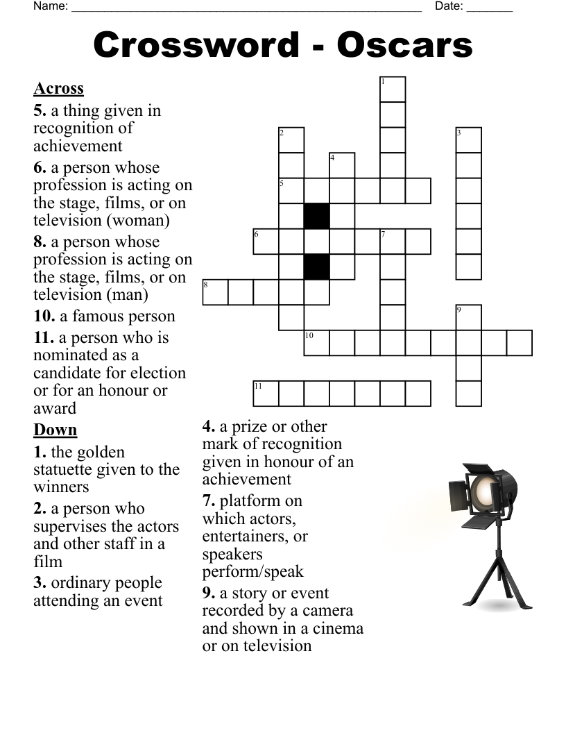 Crossword Oscars WordMint