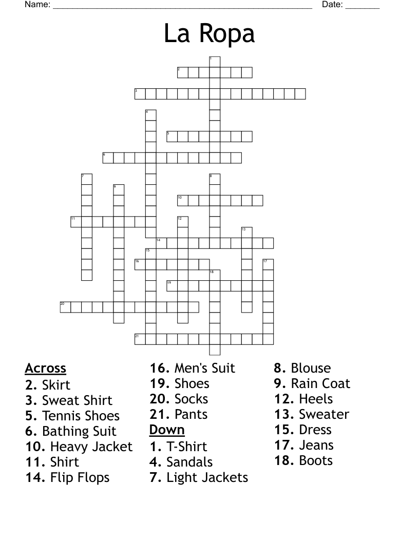 Crossword Puzzle Damenmode Und Herrenmode WordMint