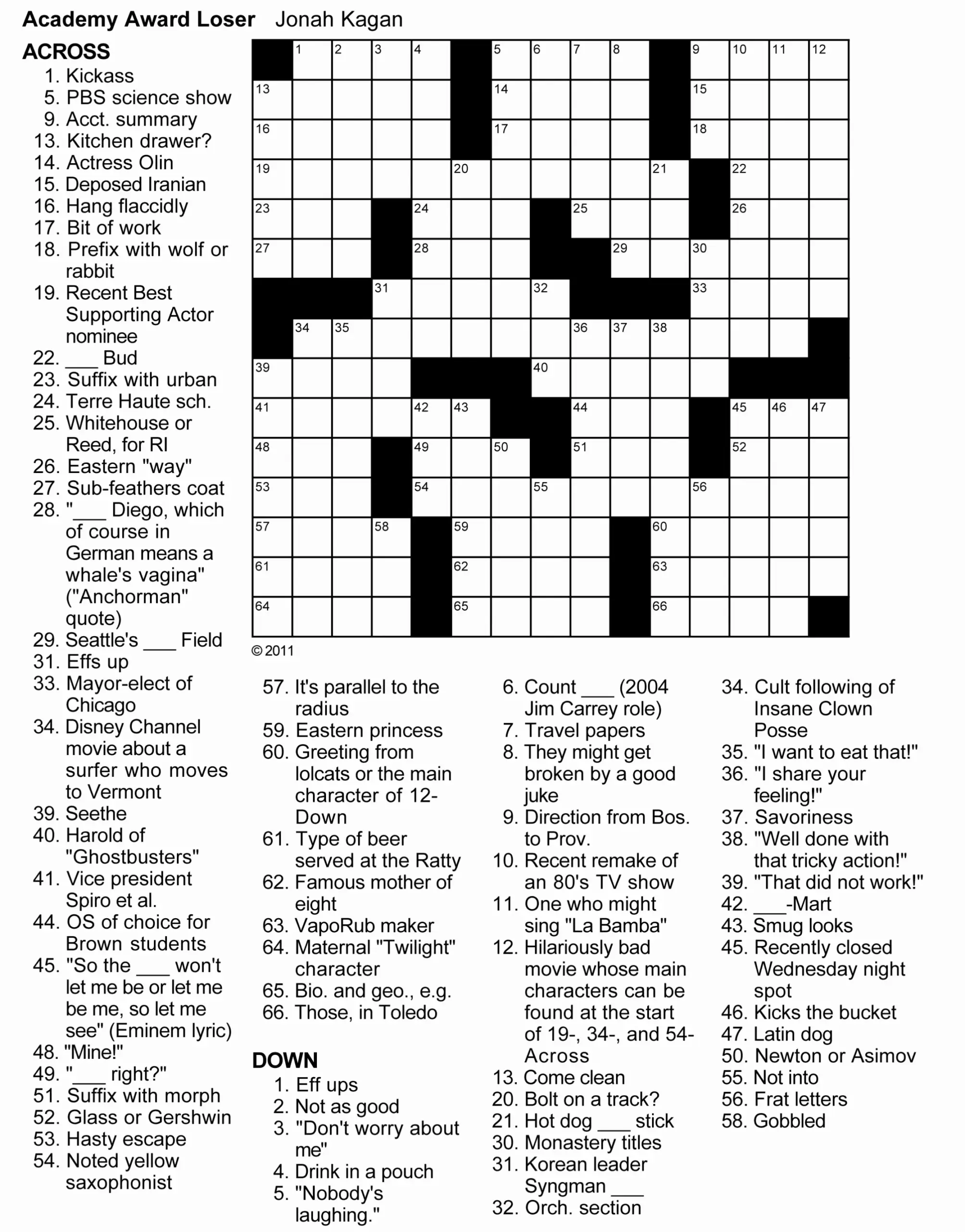 Crossword Puzzle Printable Free Printable Party Favors