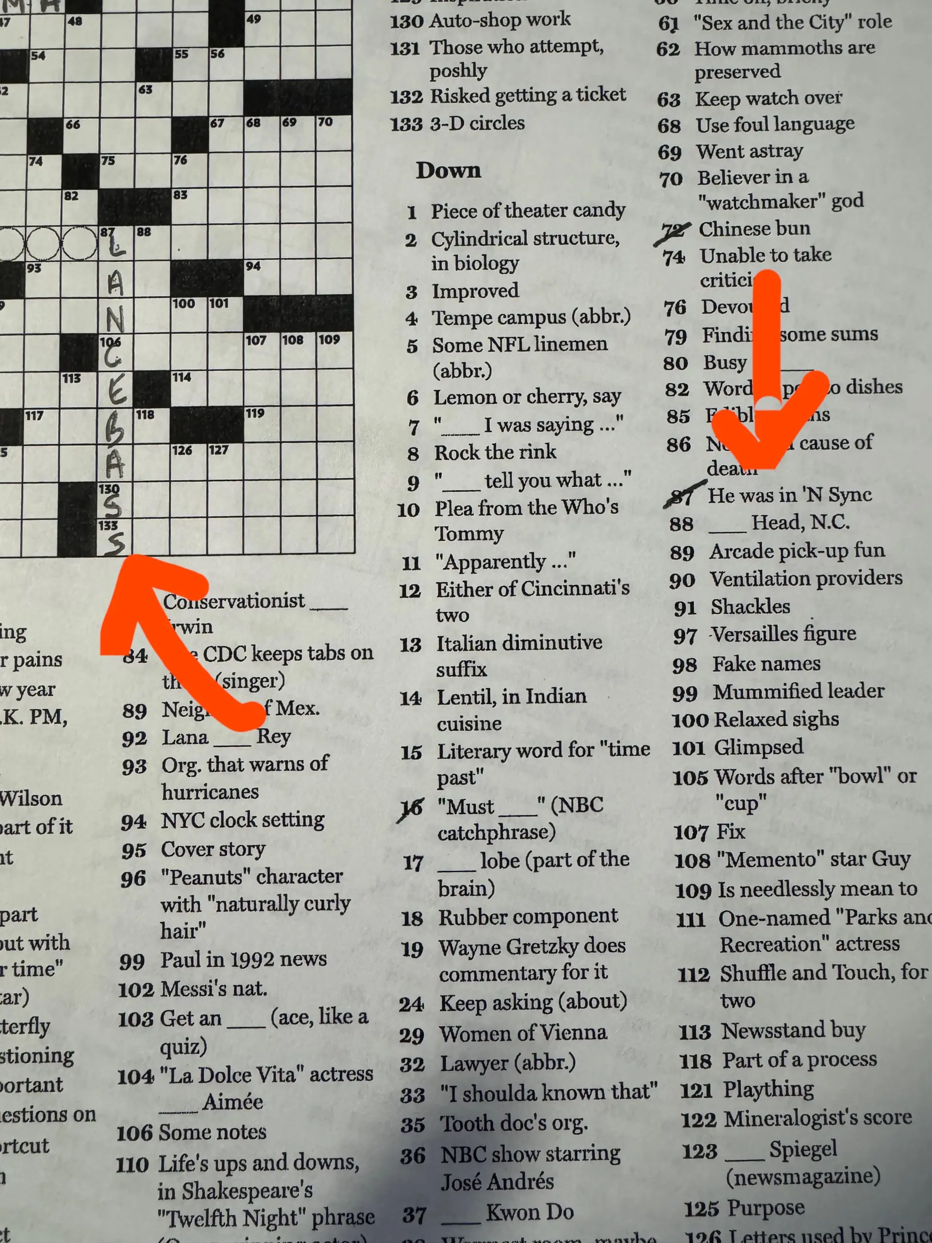 Crossword Puzzle R NSYNC