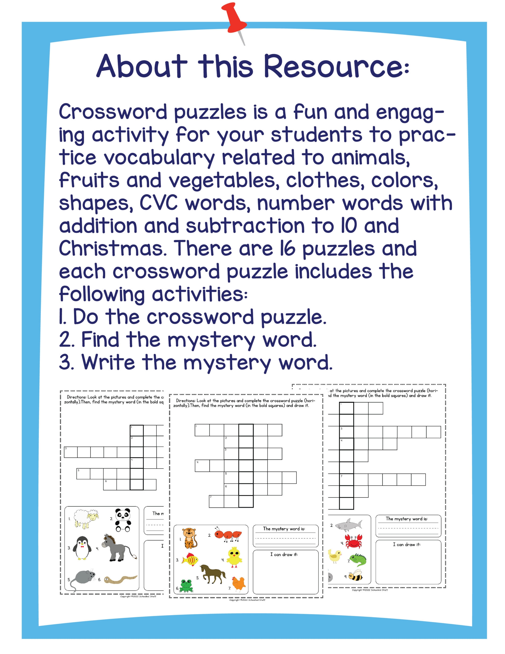Crossword Puzzles Do The Puzzle Find The Mystery Word And Draw It Made By Teachers