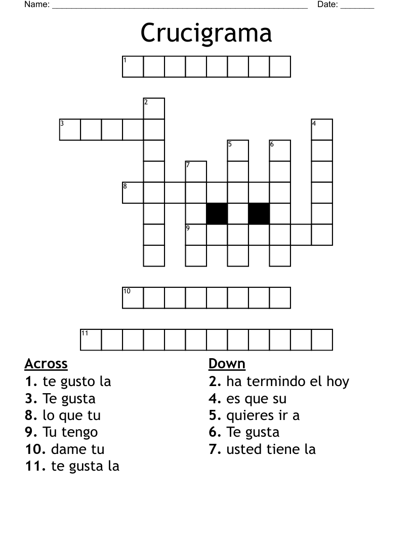 Crucigrama Crossword WordMint Crucigrama Crossword WordMint