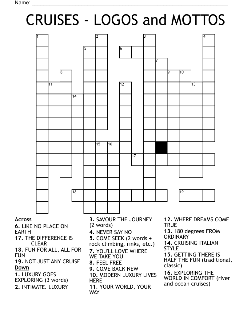 CRUISES LOGOS And MOTTOS Crossword WordMint