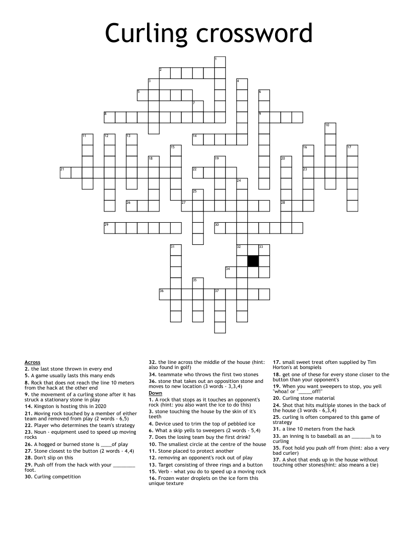 Curling Crossword WordMint