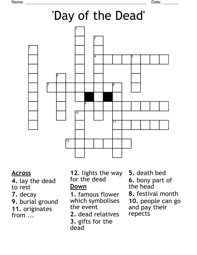 Day Of The Dead Crossword WordMint