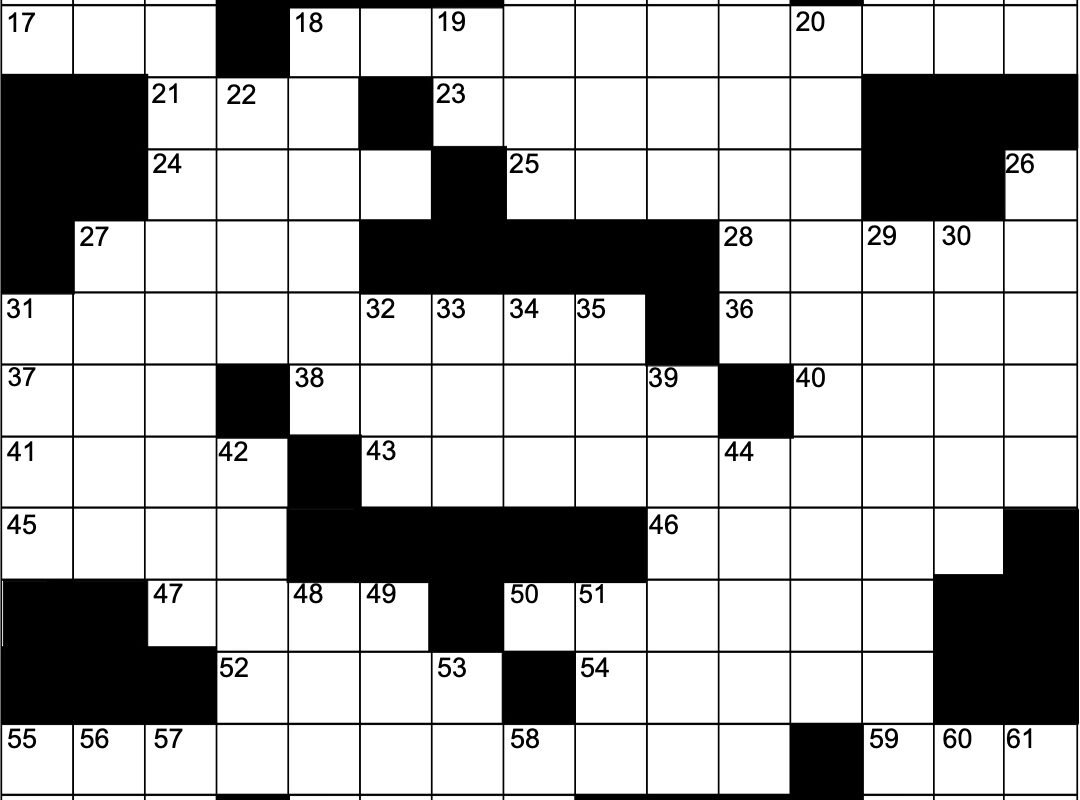 December Crossword Answer Key The Chimes