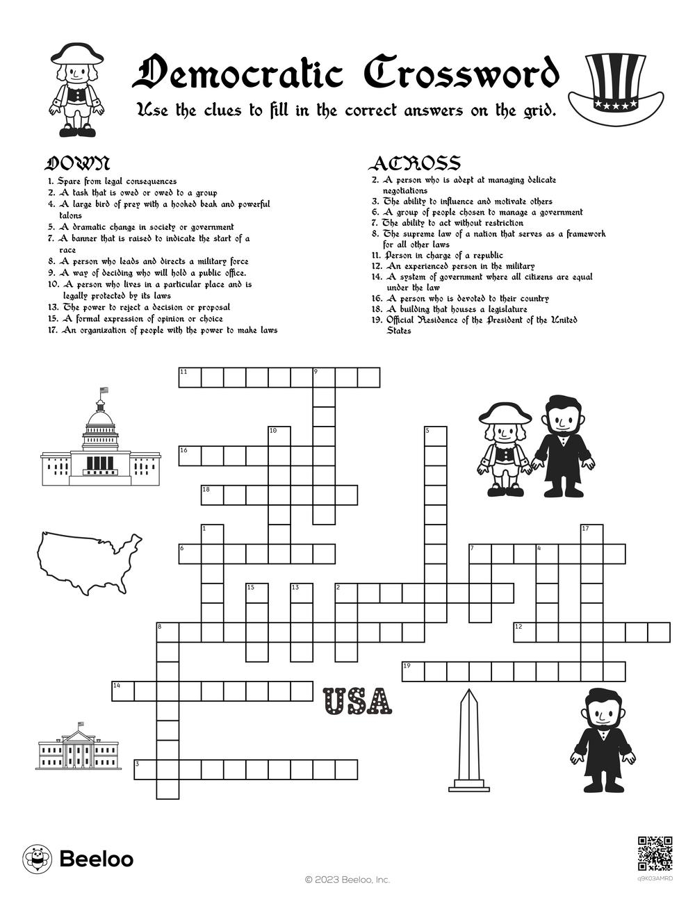 Democratic Crossword Beeloo Printable Crafts And Activities For Kids