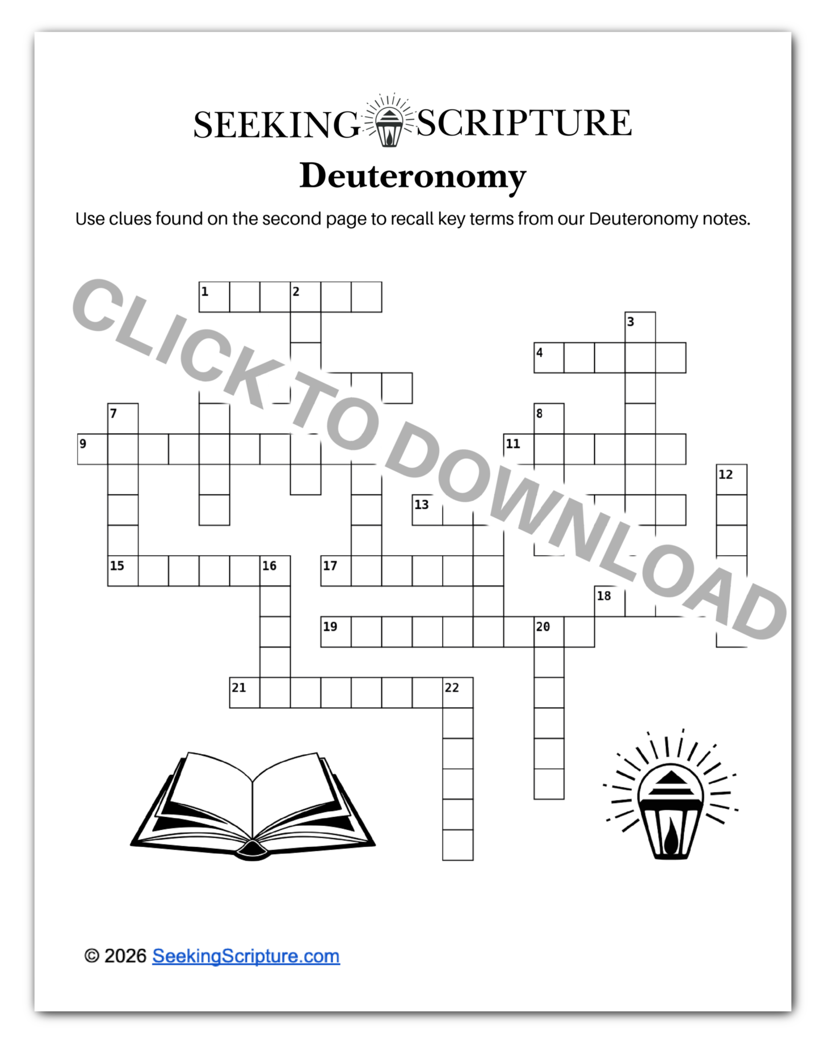 Deuteronomy Crossword Puzzle Seeking Scripture