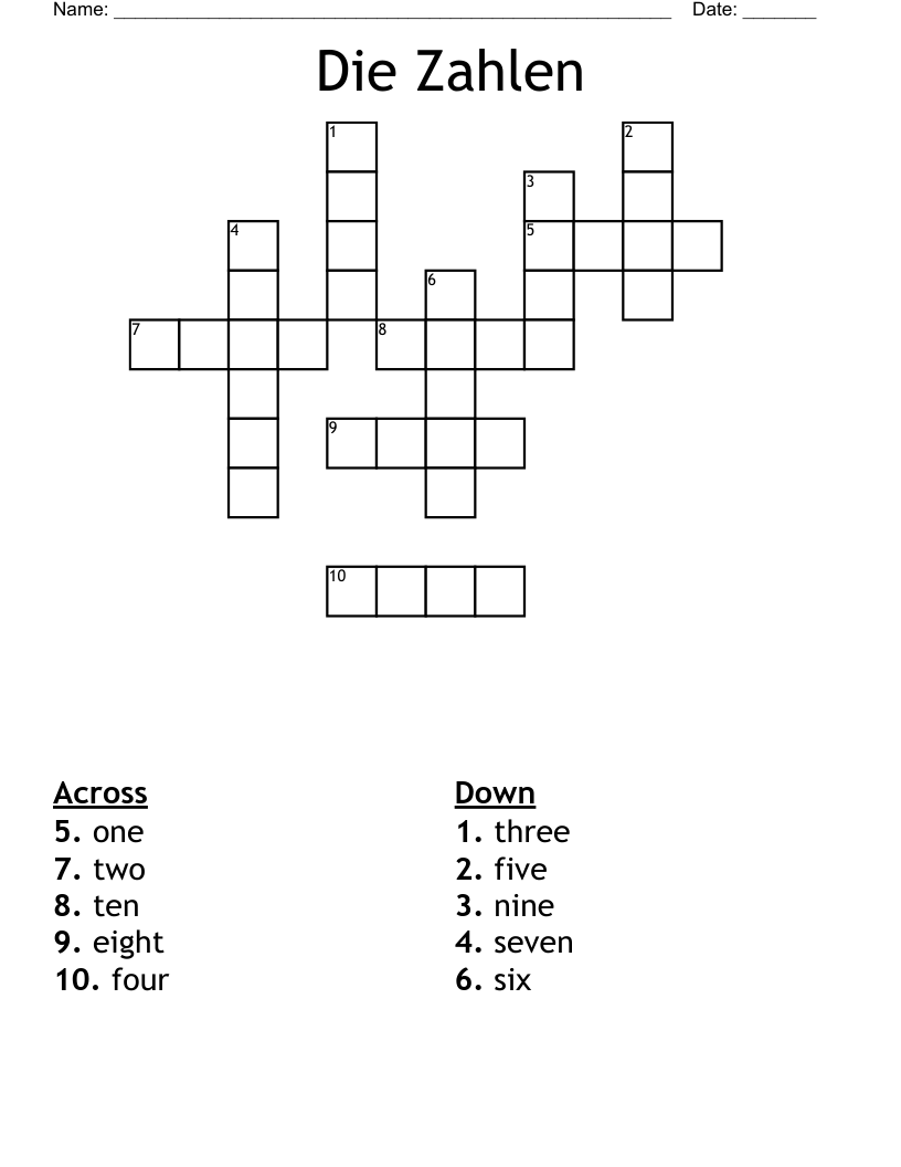 Die Zahlen Crossword WordMint