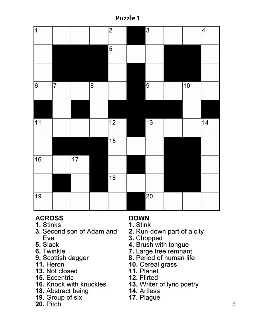 Digital Download 100 Printable Crossword Puzzles For Adults Fun Activities Book For Seniors Large Print Easy To Read Games With Solutions Etsy