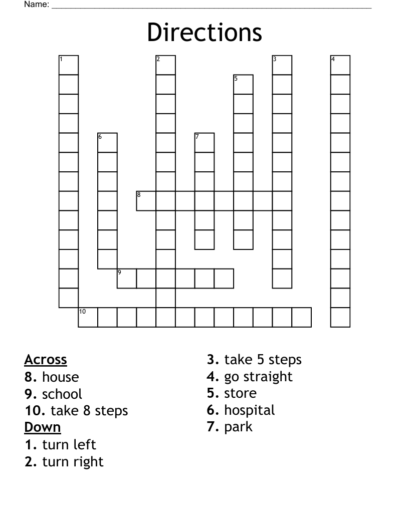 Directions Crossword WordMint