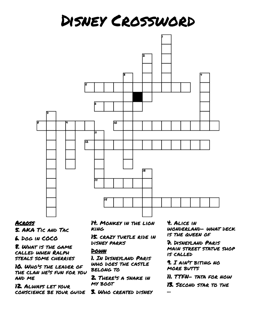 Disney Crossword WordMint Disney Crossword WordMint