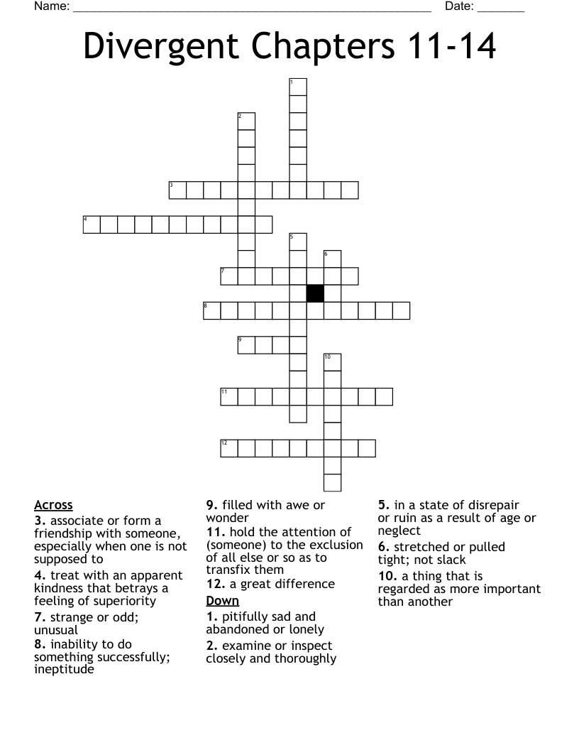 Divergent Chapters 11 14 Crossword WordMint
