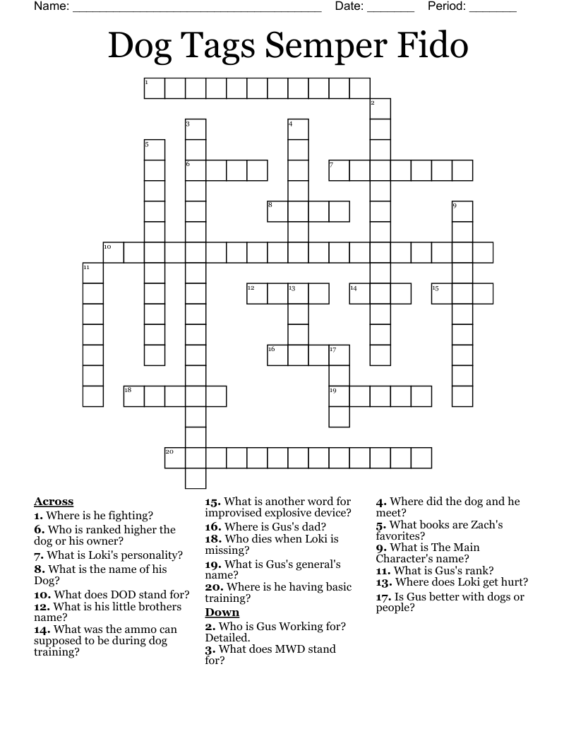 Dog Tags Semper Fido Crossword WordMint